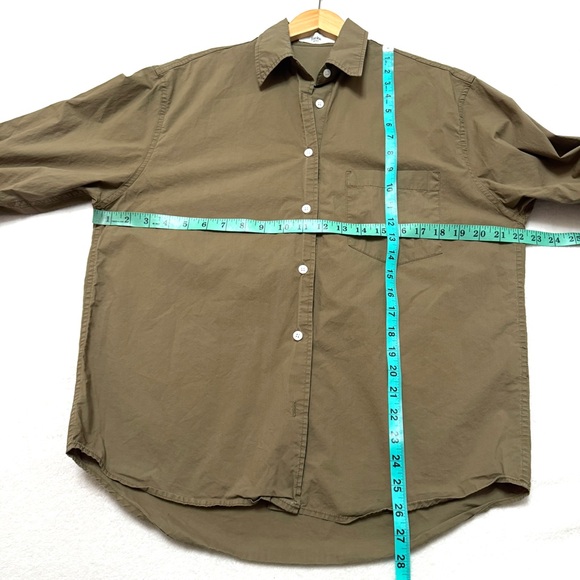 THE FRANKIE SHOP sz S KHAKI EVERYDAY SHIRT Twill Cotton Oversized Relaxed - Picture 7 of 8